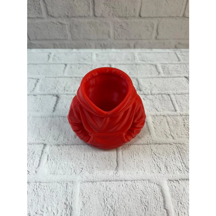 BUĞZ Kırmızı Hoodie Kalemlik 10x10 cm Masa Üstü Düzenleyici - Lisinya