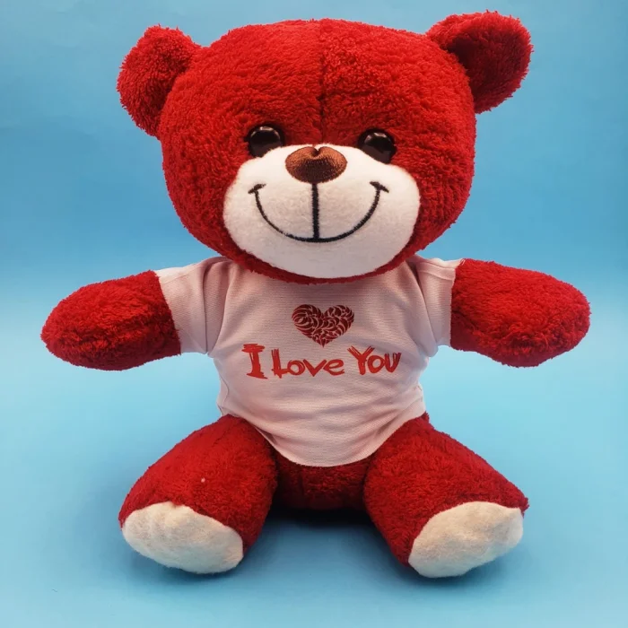 BUĞZ Kırmızı I Love You Tişörtlü Peluş Ayıcık