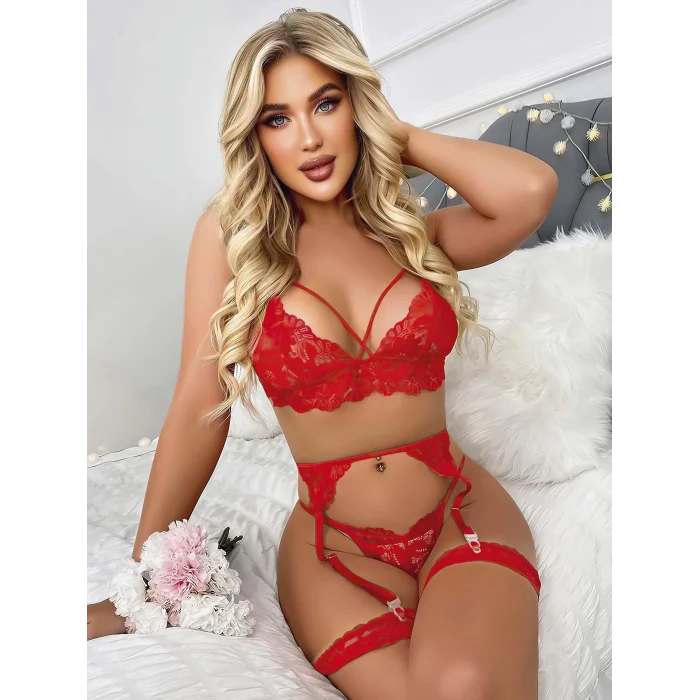 BUĞZ Kırmızı Jartiyer Fantezi 5li Takım 2012