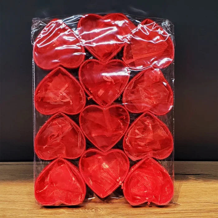 BUĞZ Kırmızı Kalpli Tül Kese