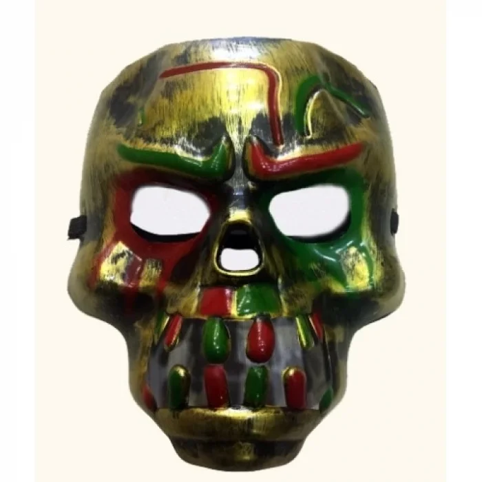  Kırmızı Kanlı Dişli Dracula Kafatası Maskesi Altın Renk
