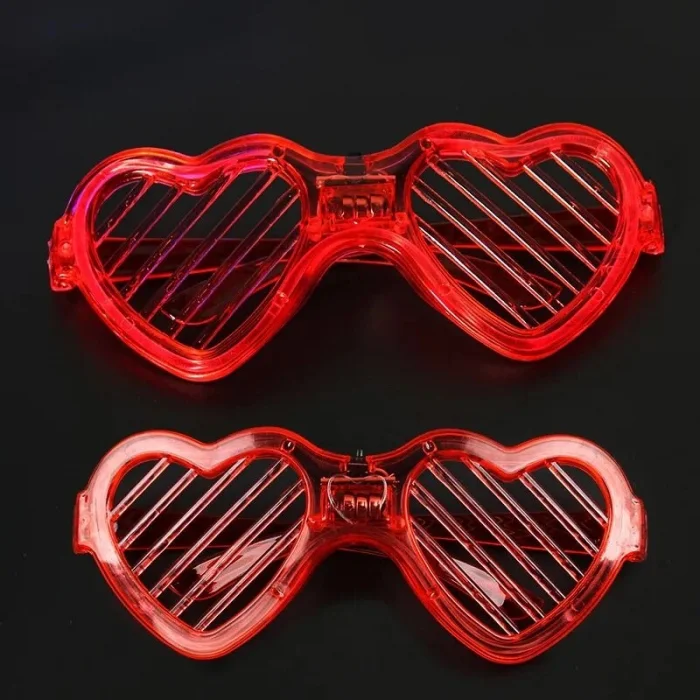 BUĞZ Kırmızı LED Işıklı Kalp Gözlük – 3 Modlu Parti & Glow Gözlüğü