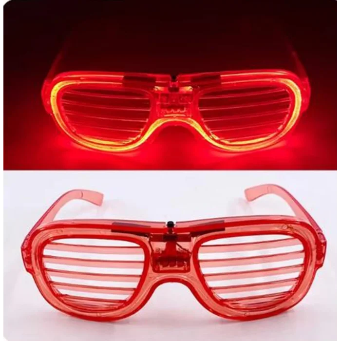BUĞZ Kırmızı Led Işıklı Parti Gözlüğü - Neon Glow Şerit Gözlük 3 Modlu