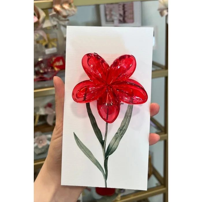 BUĞZ Kırmızı Lotus Toka 8 cm (Kartsız)