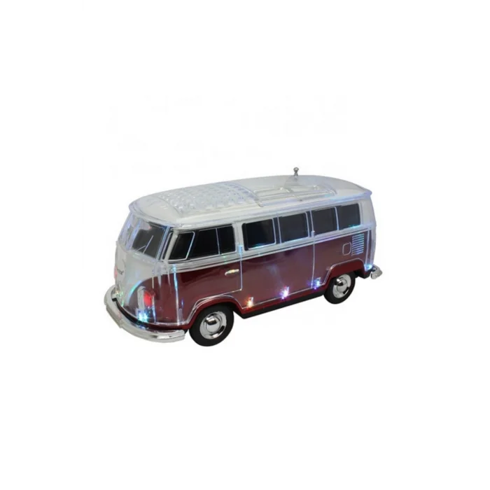 BUĞZ Kırmızı nostaljik minibüs tasarımlı bluetooth hoparlör FM radyo SD kart USB destekli 2 yıl garantili