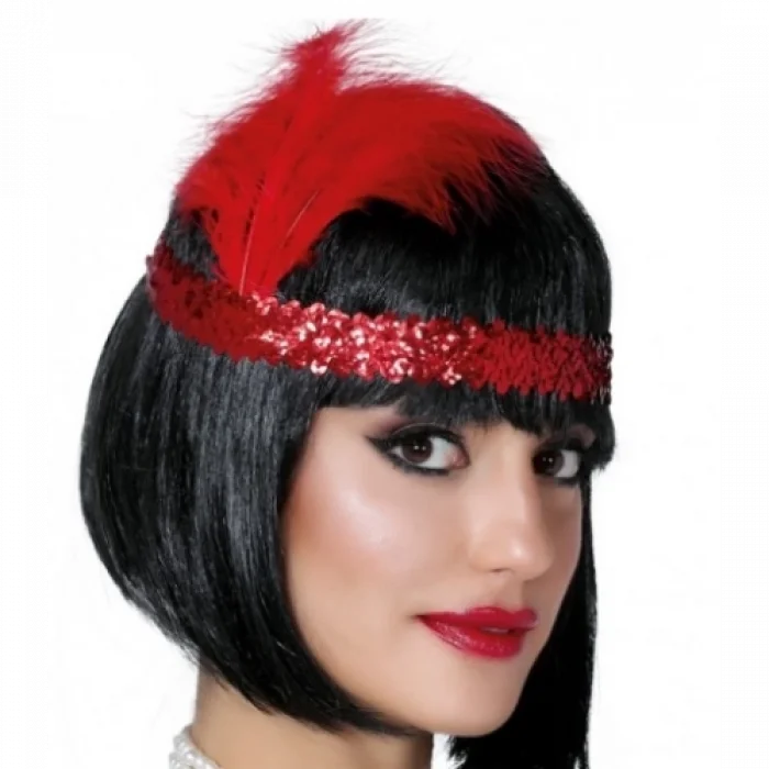  Kırmızı Renk Çarliston Saç Bandı