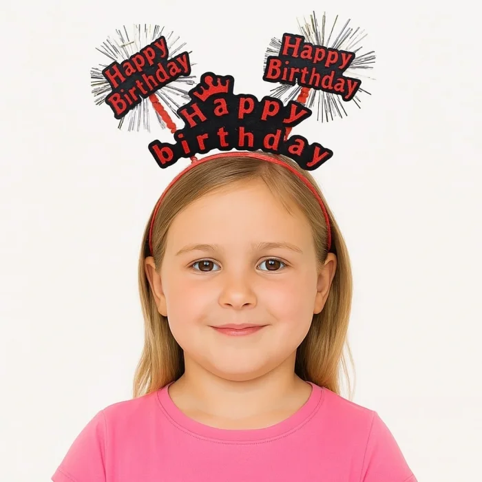 BUĞZ Kırmızı Renk Işıltılı Yazılı Doğum Günü Parti Tacı