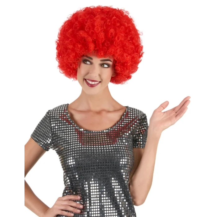 BUĞZ Kırmızı Renk Kıvırcık Afro Bonus Peruk Bx40