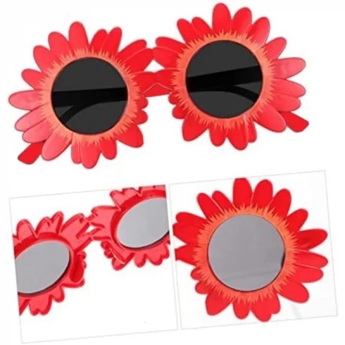  Kırmızı Renk Papatya Şekilli Parti Gözlüğü