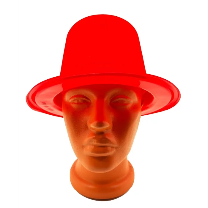 BUĞZ Kırmızı Renk Plastik Nubuk Kadife Flok Kaplama Fötr Şapka 11 Cm