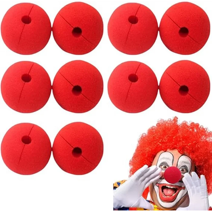 BUĞZ Kırmızı Renk Sünger Palyaço Burnu Takma Burun 10 Adet