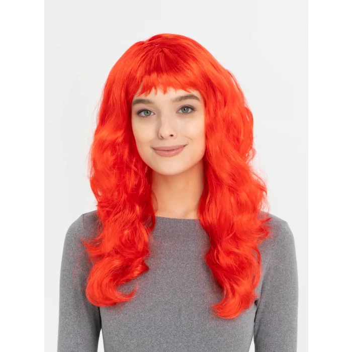  Kırmızı Renk Uzun Dalgalı Parti Peruğu