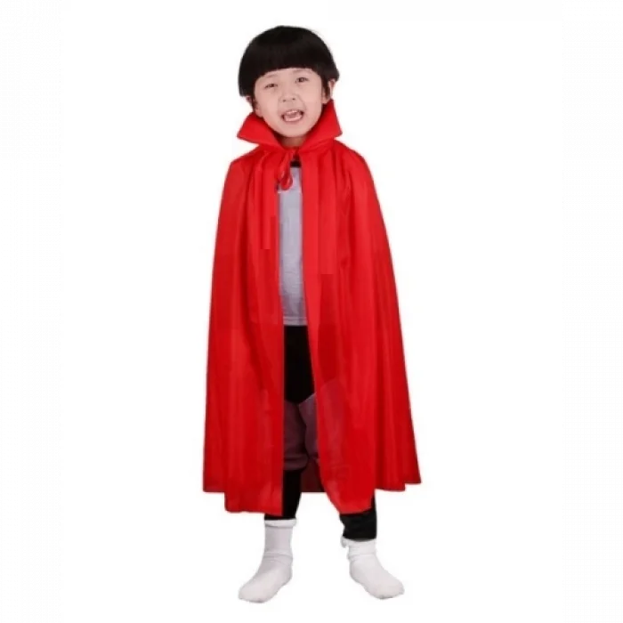  Kırmızı Renk Yakalı Pelerin Çocuk Boy 90 cm