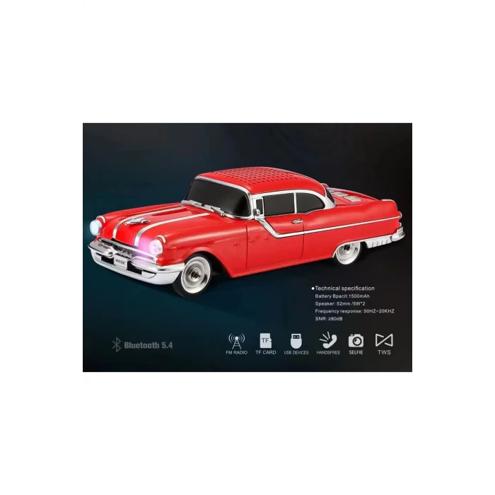BUĞZ Kırmızı taşınabilir klasik araba tasarımlı Bluetooth özellikli nostaljik radyo hoparlör