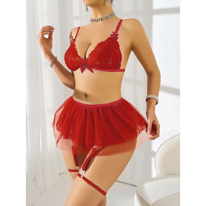 BUĞZ Kırmızı Tül etekli Fantezi Kostüm 2211