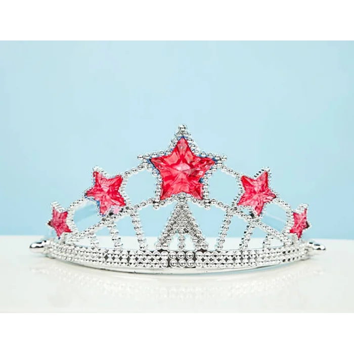 BUĞZ Kırmızı Yıldız Taşlı Plastik Kraliçe Prenses Elsa Tacı Çocuk Boy