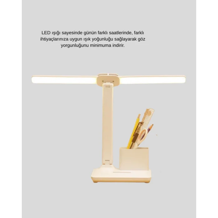 BUĞZ Kısılabilir LED Masa Lambası – Kalemlik ve Telefon Standlı, Göz Yormayan Işık