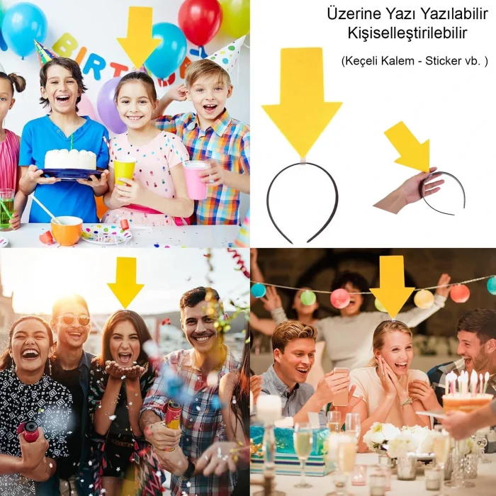 BUĞZ Kişiselleştirilebilir Ok Taç – Üzerine Yazı Yazılabilen Parti Tacı Sarı Renk