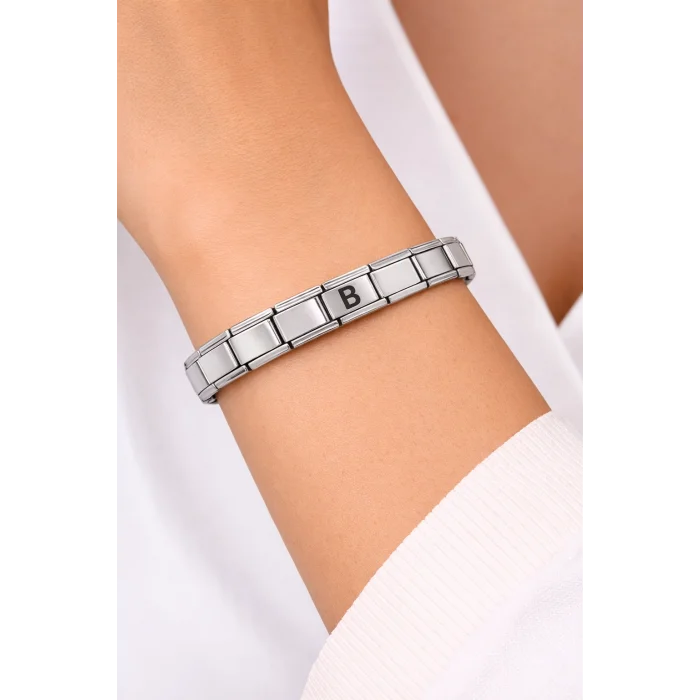 BUĞZ Kişiye Özel B Harfli Çelik Bileklik – Paslanmaz Çelik İtalyan Model Harfli Bilezik