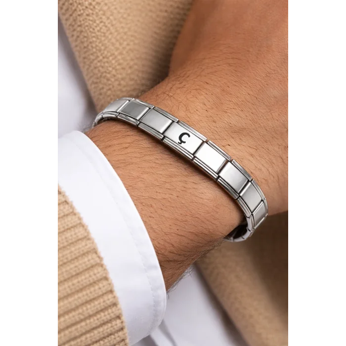 BUĞZ Kişiye Özel Ç Harfli Çelik Bileklik – Paslanmaz Çelik İtalyan Model Harfli Bilezik