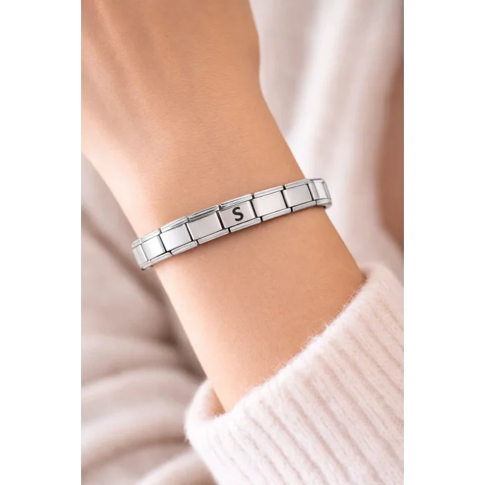 BUĞZ Kişiye Özel S Harfli Çelik Bileklik – İtalyan Charm Bilezik, Ayarlanabilir Zarif Model