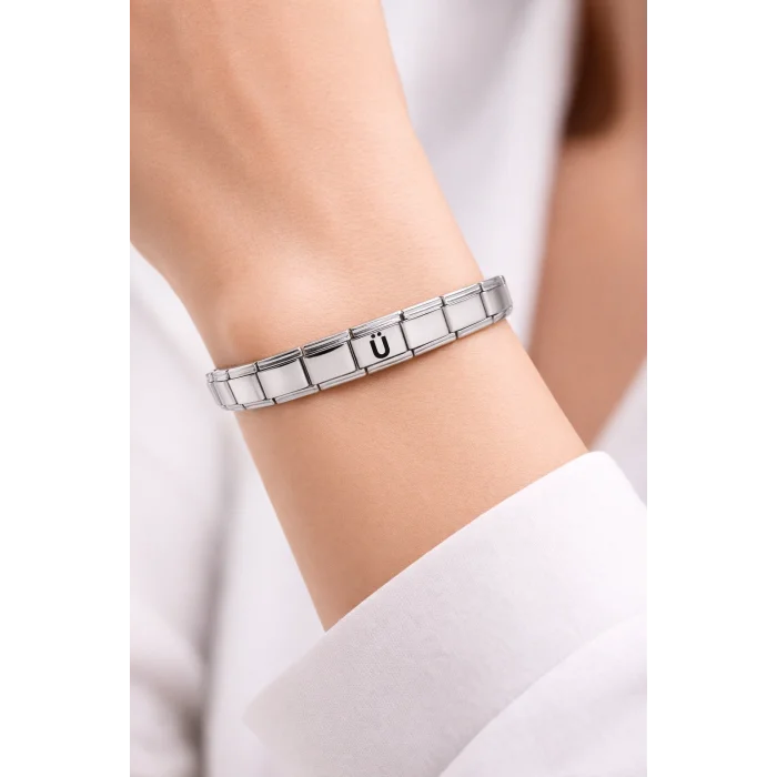 BUĞZ Kişiye Özel Ü Harfli Çelik Bileklik – Paslanmaz Çelik Bilek, Zarif ve Minimal Harf Bileklik