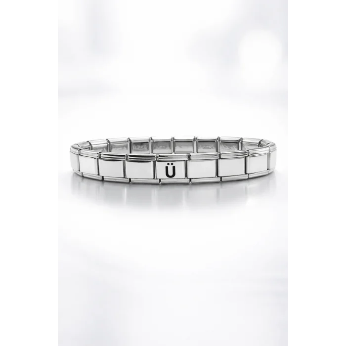 BUĞZ Kişiye Özel Ü Harfli Çelik Bileklik – Paslanmaz Çelik Bilek, Zarif ve Minimal Harf Bileklik