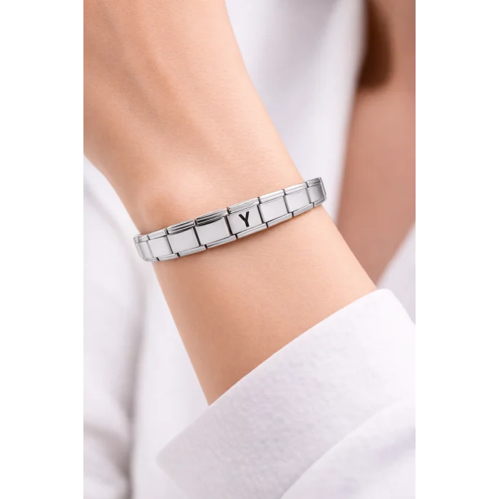 BUĞZ Kişiye Özel Y Harfli Çelik Bileklik – Paslanmaz Çelik Bileklik, Zarif Minimal Harf Bileklik