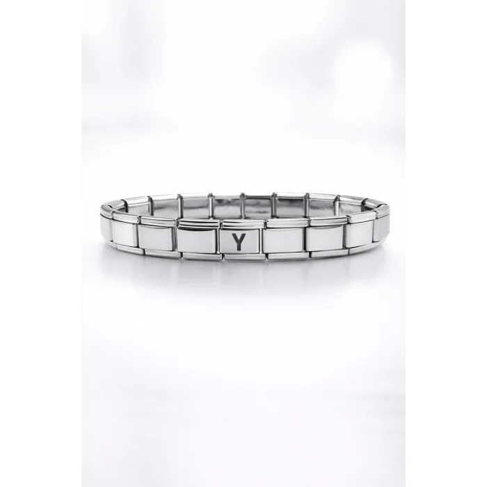 BUĞZ Kişiye Özel Y Harfli Çelik Bileklik – Paslanmaz Çelik Bileklik, Zarif Minimal Harf Bileklik