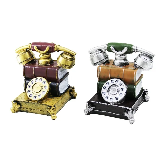 BUĞZ Kitaplı Ankesörlü Telefon Tasarımlı Biblo - Kumbara Özellikli - Vintage Tasarım