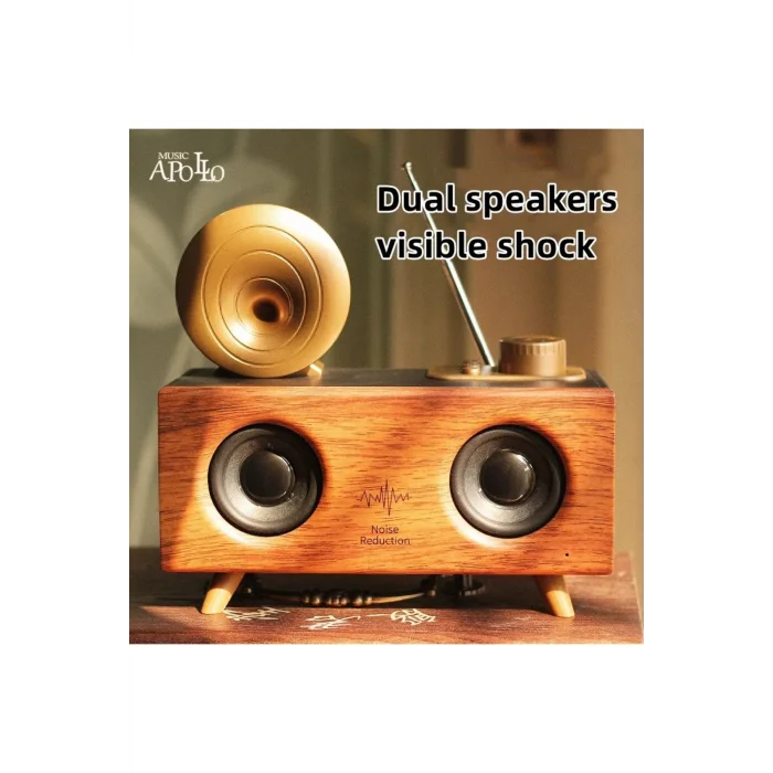 BUĞZ Klasik Tasarımlı Bluetooth Hoparlör ve Nostaljik Radyo, Kahverengi Renk Seçeneği