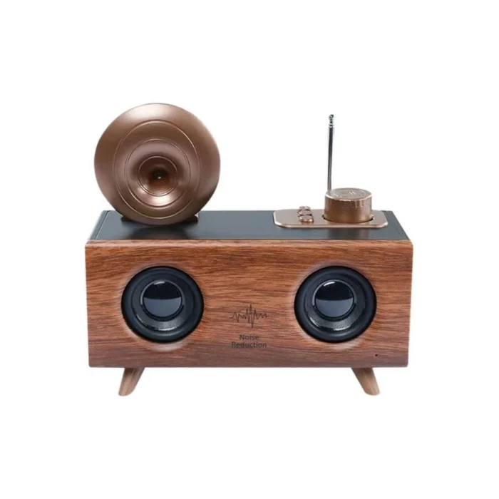 BUĞZ Klasik Tasarımlı Bluetooth Hoparlör ve Nostaljik Radyo, Kahverengi Renk Seçeneği