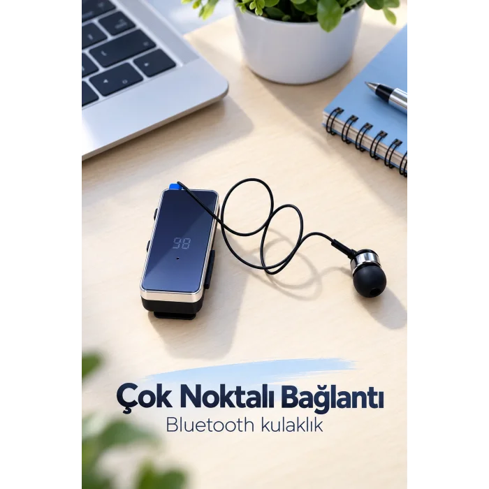 BUĞZ Klipsli Bluetooth Kulaklık Şarj Kablolu ve Yedek Uçlu - BUĞZ
