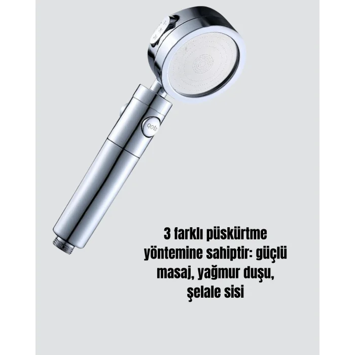  Kolay Montajlı 3 Modlu Yüksek Basınç Duş Başlığı