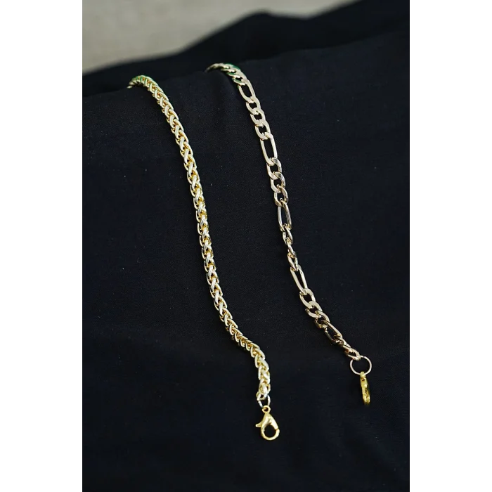 BUĞZ Kombin Bileklik Gold Renk Şavin ve Burgu Model