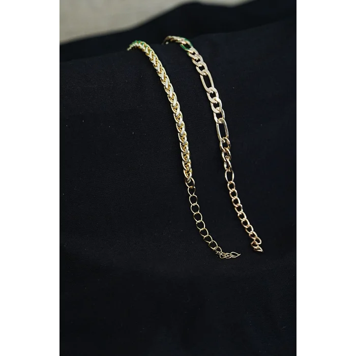 BUĞZ Kombin Bileklik Gold Renk Şavin ve Burgu Model