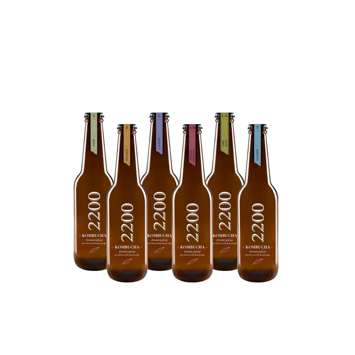 BUĞZ Kombucha 2200 Fermente Yeşil Çay 6lı Set (Sade & Zencefil & Lavanta & Ananas Hibiskus & Lime Nane & Yasemin)