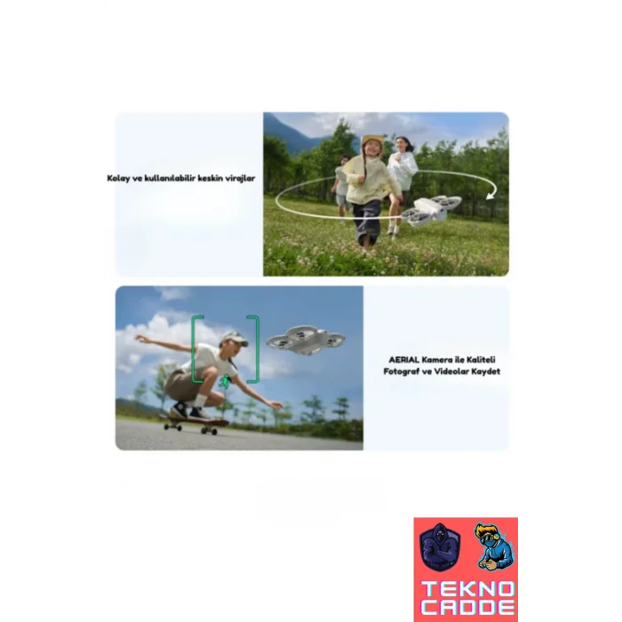 BUĞZ Kompakt Kumandalı Drone, 50 Metre Uçuş Mesafesi ve 480P Kamera Özelliği ile Gri Renk Seçeneği
