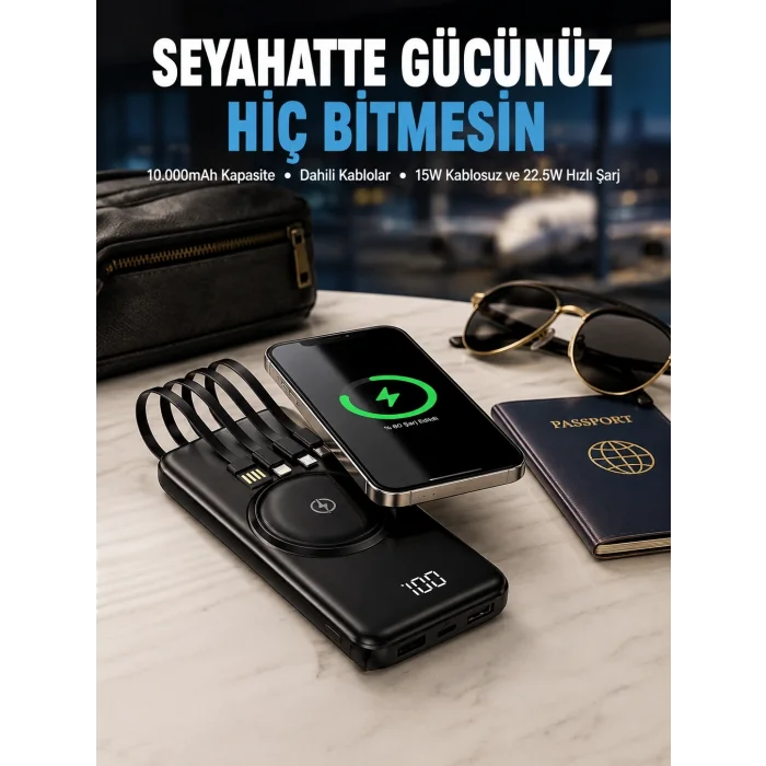BUĞZ Kompakt Tasarım, Güçlü Performans – 10000mAh Kablosuz Powerbank
