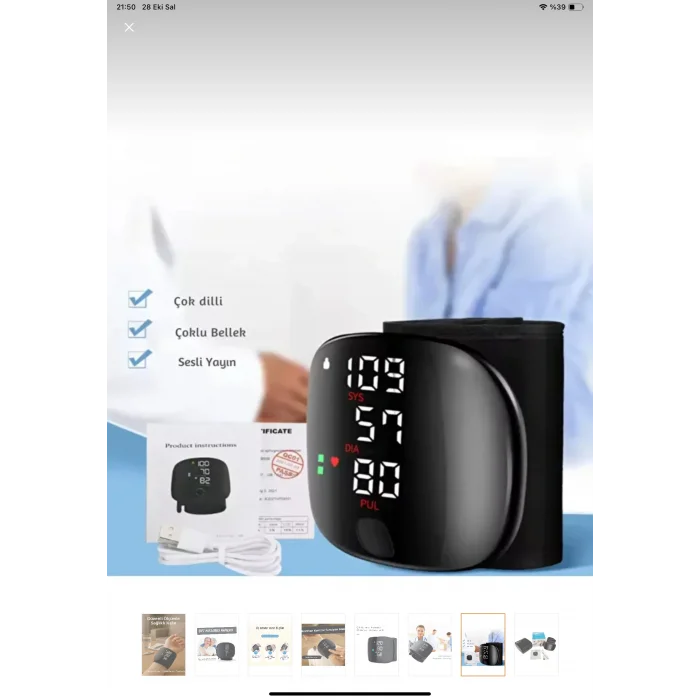 BUĞZ Konuşan Sesli Şarjlı Tansiyon Aleti Profil Kayıtlı Lcd Dokunmatik Ekran