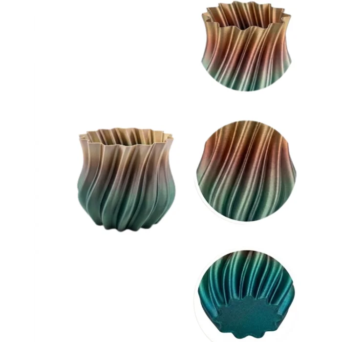 BUĞZ Koyu Metalik Kıvrımlı 3D Vazo Minimal Lüks Ev Ofis Dekoru