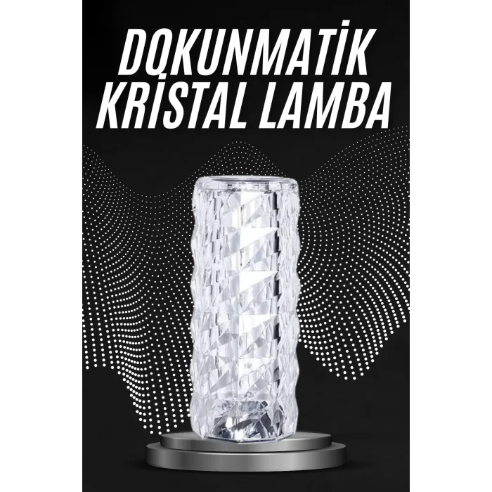BUĞZ Kristal Lamba Masa Lambası Şarjlı Masa Lambası Dokunmatik Sensör Usb Şarjlı