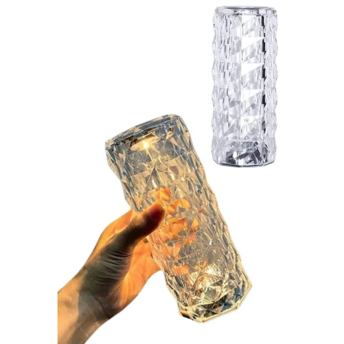 BUĞZ Kristal Lamba Masa Lambası Şarjlı Masa Lambası Dokunmatik Sensör Usb Şarjlı