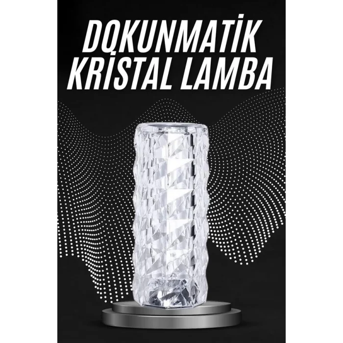  Kristal Lamba Masa Lambası Şarjlı Masa Lambası Dokunmatik Sensör Usb Şarjlı