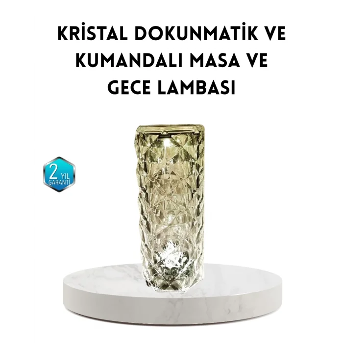 BUĞZ Kristal RGB LED Masa Lambası – Renkli Kumandalı Işık, Dekoratif ve Enerji Tasarruflu