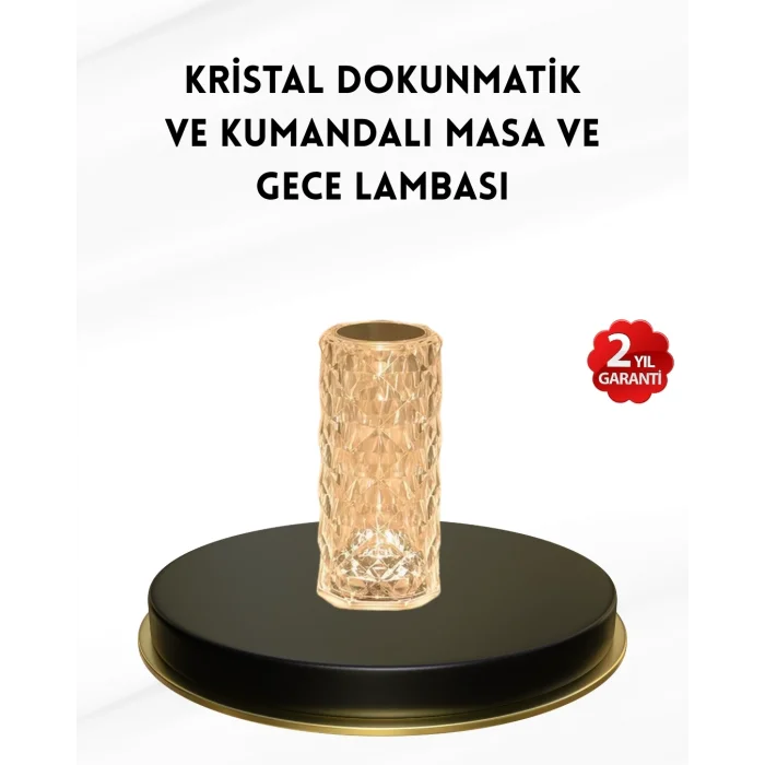 BUĞZ Kristal Tasarımlı RGB LED Gece Lambası – Kumandalı, Renk Değiştiren Dekoratif Işık