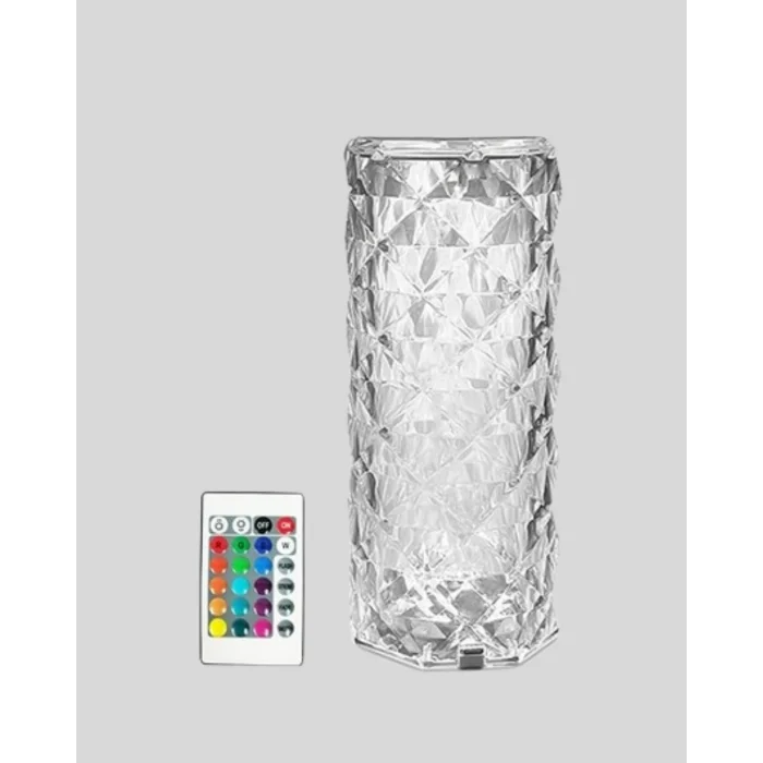 BUĞZ Kristal Tasarımlı RGB LED Gece Lambası – Kumandalı, Renk Değiştiren Dekoratif Işık