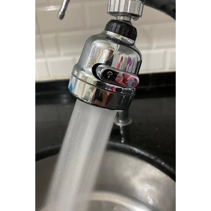 BUĞZ Krom 3 Fonksiyonlu Mutfak Lavabo Başlığı 360 Derece Döner Musluk Ucu