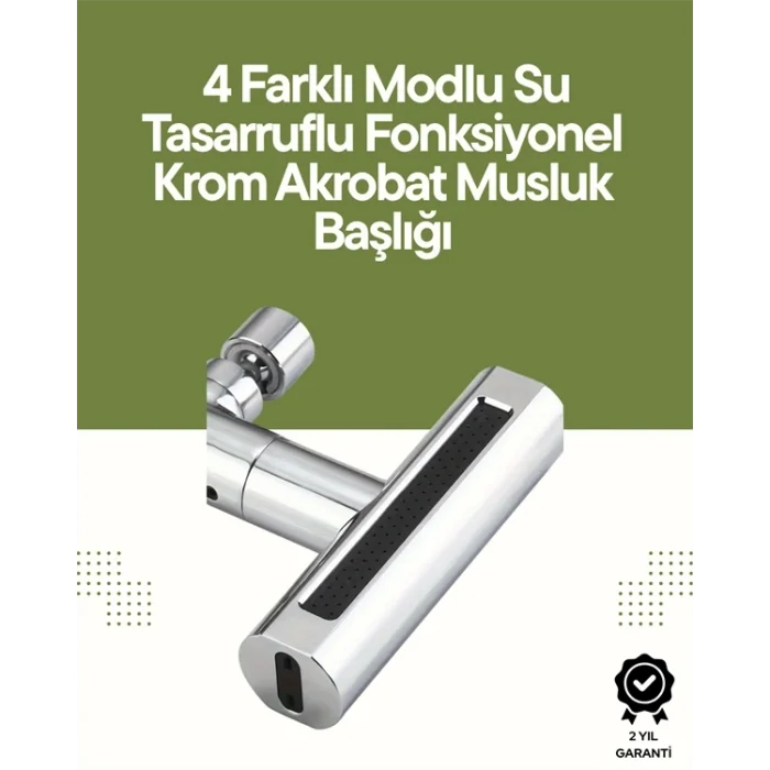 BUĞZ Krom Musluk Başlığı | 4ü 1 Arada Su Çıkışı | Kolay Montajlı