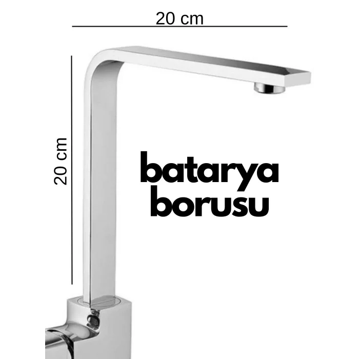 BUĞZ Krom Mutfak Evye Batarya İçin Köşeli Su Borusu Paslanmaz ve Eca Uyumlu 20x20
